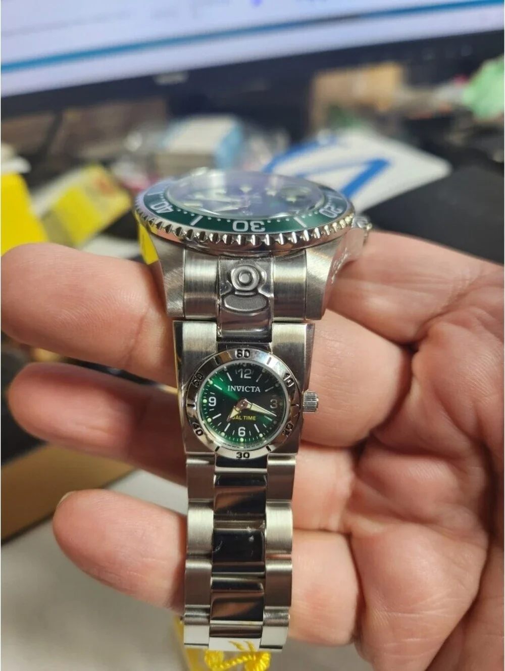 Invicta Pro Diver Date Automatic Dual-Time Green Dial Men's Watch, 47mm (45811)
